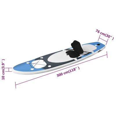 vidaXL Set daske za veslanje stojeći na napuhavanje plavi 300x76x10 cm