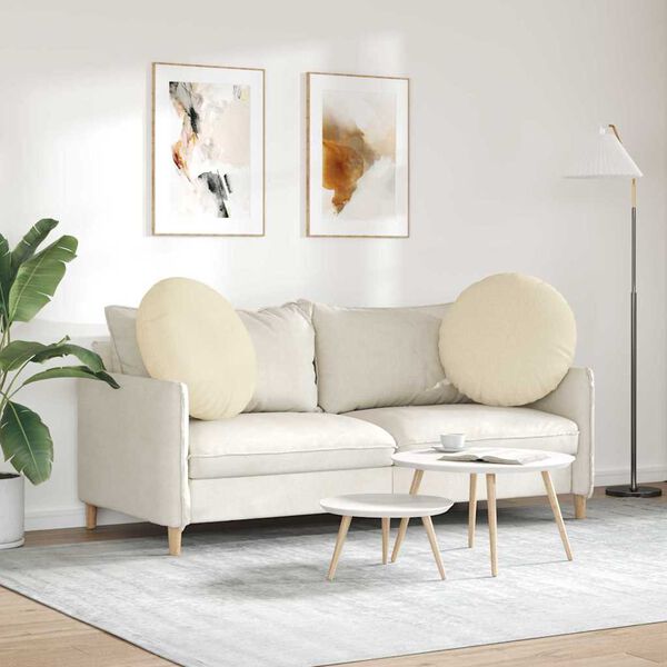 vidaXL Jastučići za sjedenje 2 pcs Krema &Oslash;60 x 21 cm tkanina