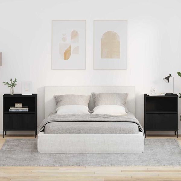vidaXL Noćni ormarići 2 pcs Crna 49 x 36 x 61 cm Konstruirano drvo