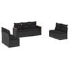 vidaXL 7-dijelni set vrtnih sofa od poliratana s jastucima crni