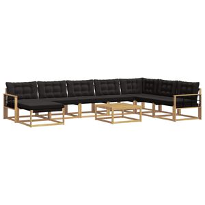 vidaXL Set vanjskih sofa 9 kom. Bijela i crna Čvrsto drvo akacije