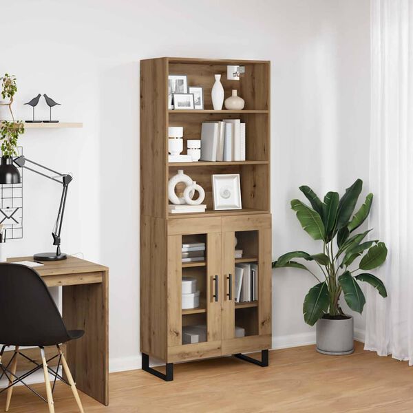 vidaXL Highboard Umjetnički hrast 69,5 x 34 x 180 cm Konstruirano drvo