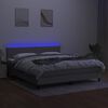 vidaXL Krevet box spring s madracem LED svjetlosivi 160x200 cm tkanina