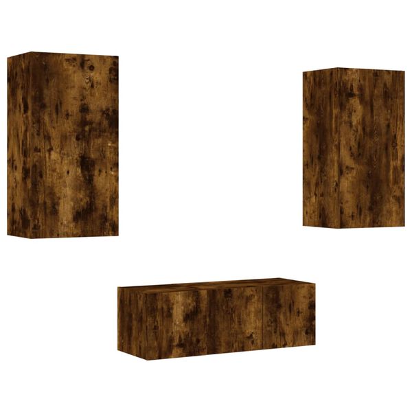 vidaXL 4-dijelni zidni TV elementi s LED svjetlima boja hrasta drveni