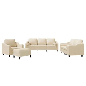vidaXL 4-dijelni set sofa s jastucima krem od tkanine