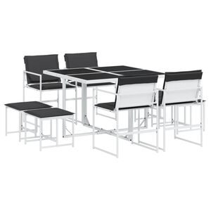 vidaXL 9-dijelni vrtni blagovaonski set s jastucima bijeli tekstilena