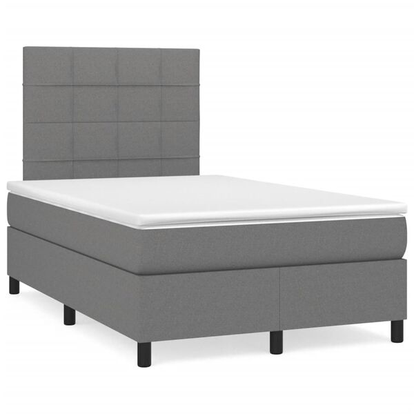 vidaXL Krevet box spring s madracem tamnosivi 120 x 190 cm tkanina