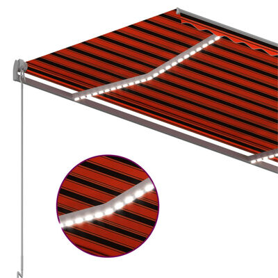 vidaXL Automatska tenda sa senzorom LED 350x250 cm narančasto-smeđa