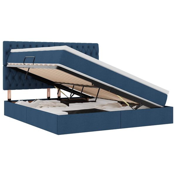 vidaXL Krevet s prostorom za pohranu s LED-om Plava 180 x 200 cm