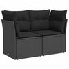 vidaXL Vrtna sofa s jastucima za 2 osobe, crna, poli ratan