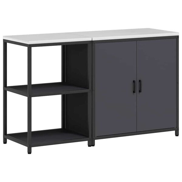 vidaXL Kuhinjski set za pohranu s policom 2 pcs Antracit Čelična vrata