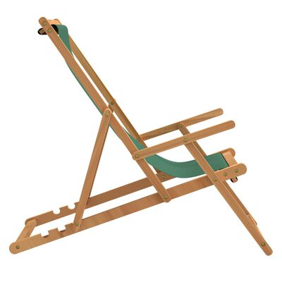 vidaXL Sklopiva stolica za plažu od masivne tikovine zelena