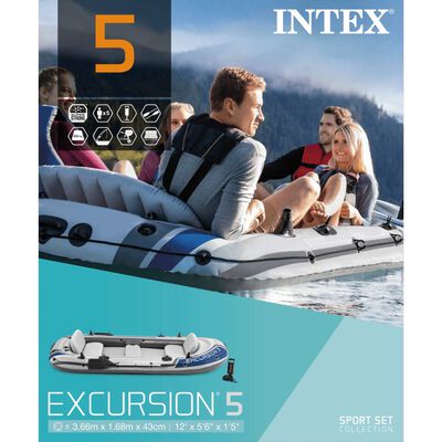 Intex Excursion 5 Komplet Čamac sa Veslima i Pumpom 68325NP
