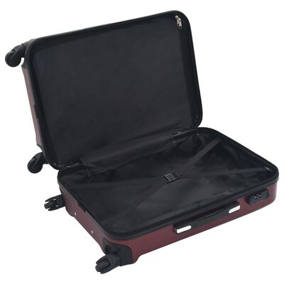 vidaXL 3-dijelni set čvrstih kovčega crvena boja vina ABS