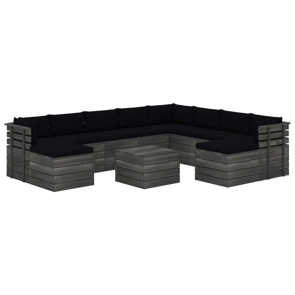 vidaXL 11-dijelna vrtna garnitura od paleta od borovine s jastucima