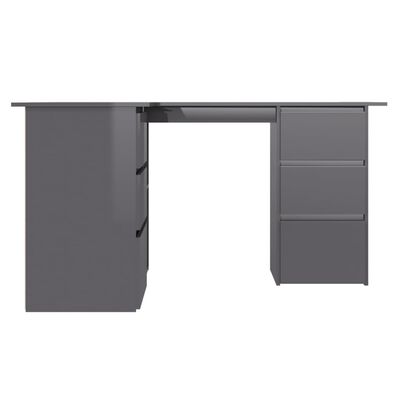 vidaXL Kutni radni stol visoki sjaj sivi 145 x 100 x 76 cm iverica