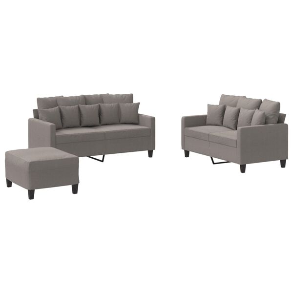 vidaXL 3-dijelni set sofa s jastucima smeđesivi od tkanine