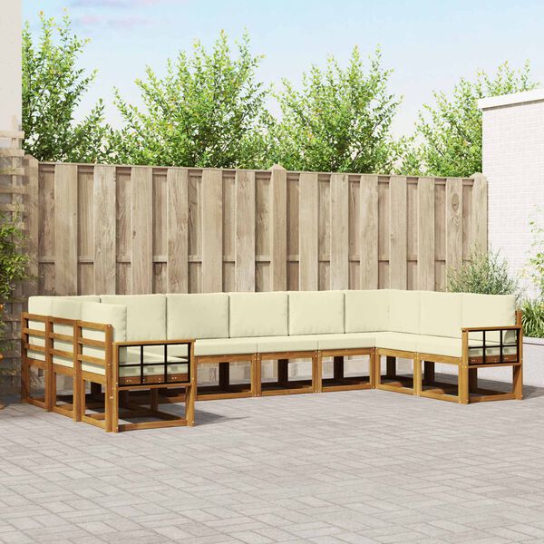 vidaXL Set vanjskih sofa s jastukom 10 pcs Prirodna i krem