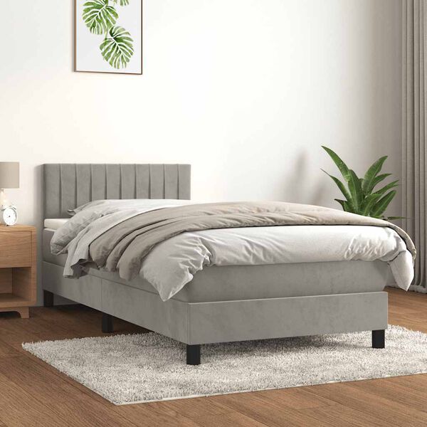 vidaXL Box spring krevet s madracem svjetlosivi 80 x 200 cm bar&scaron;unasti