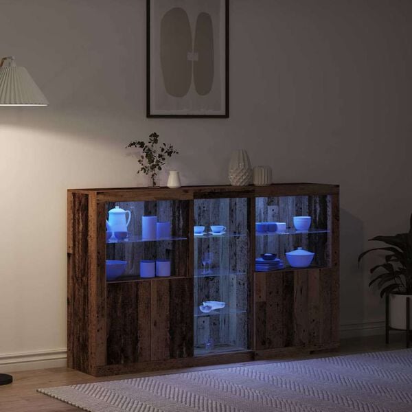 vidaXL LED komoda Staro drvo 162 x 37 x 100 cm Konstruirano drvo