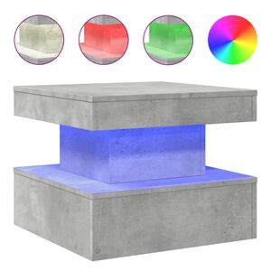 vidaXL Stolić za kavu s LED svjetlima siva boja betona 50 x 50 x 40 cm