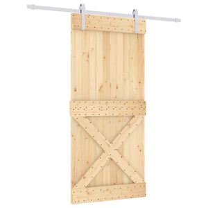 vidaXL Klizna vrata Prirodna i bijela 95 x 210 cm Čvrsta borovina