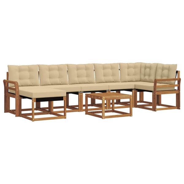 vidaXL Set vanjskih sofa s jastukom 8 pcs Prirodna i bež