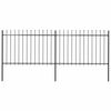 vidaXL Vrtna ograda s vrhom koplja Čelik 337x120 cm Crna