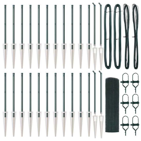 vidaXL Stup za ogradu Zelena 50 x 0,8 m (mreža 12 x 12 mm) Čelik i PVC