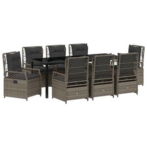 vidaXL Vrtni set za objed 9 pcs Siva poliratan