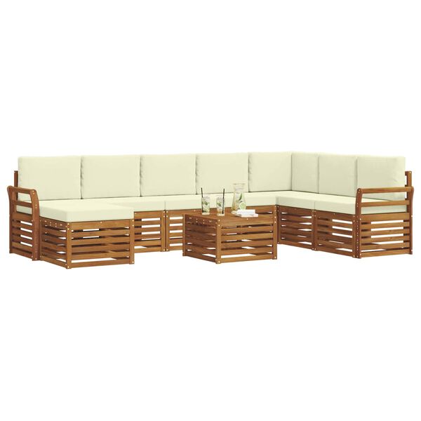 vidaXL Setovi sofa 9 pcs Prirodna i krem Čvrsto drvo akacije