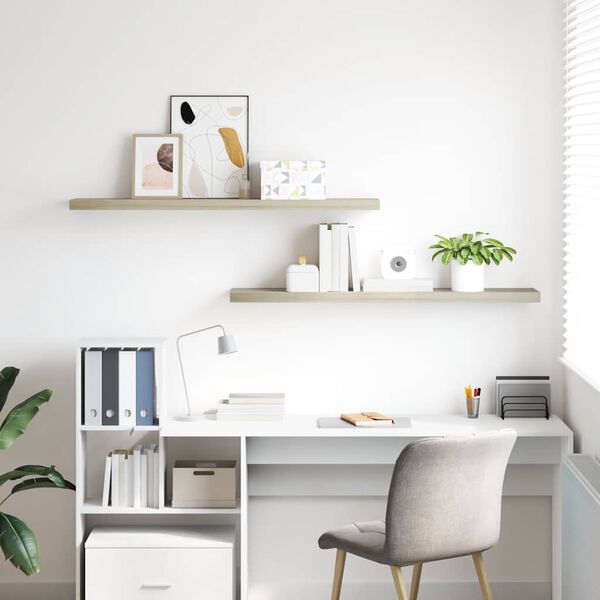 vidaXL Plutajuće zidne police 2 kom boja hrasta 120x23,5x3,8 cm MDF