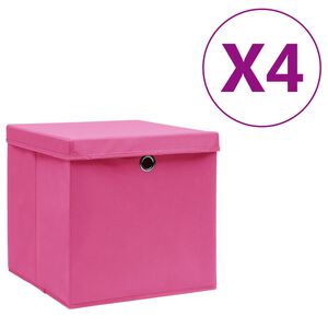 vidaXL Kutije za pohranu s poklopcima 4 kom 28 x 28 x 28 cm ružičaste