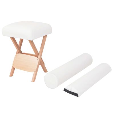 vidaXL Sklopivi masažni stolac sa sjedalom od 12 cm i 2 jastuka bijeli