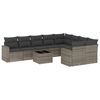 vidaXL 10-dijelni set vrtnih sofa od poliratana s jastucima sivi