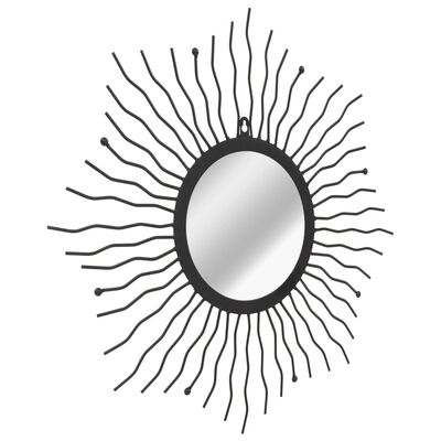 vidaXL Vrtno zidno ogledalo u obliku sunca 60 cm crno