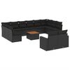 vidaXL 13-dijelni set vrtnih sofa s jastucima poliratan crni