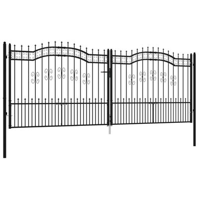 vidaXL Vrata za ogradu sa šiljcima crna 406x198 cm čelična