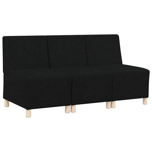 vidaXL Modularna sofa bez naslona 3 pcs Crna 55 x 74 x 82 cm tkanina