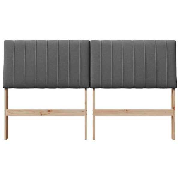 vidaXL Tapecirani uzglavlje Tamno siva 150 cm Čvrsto borovo drvo