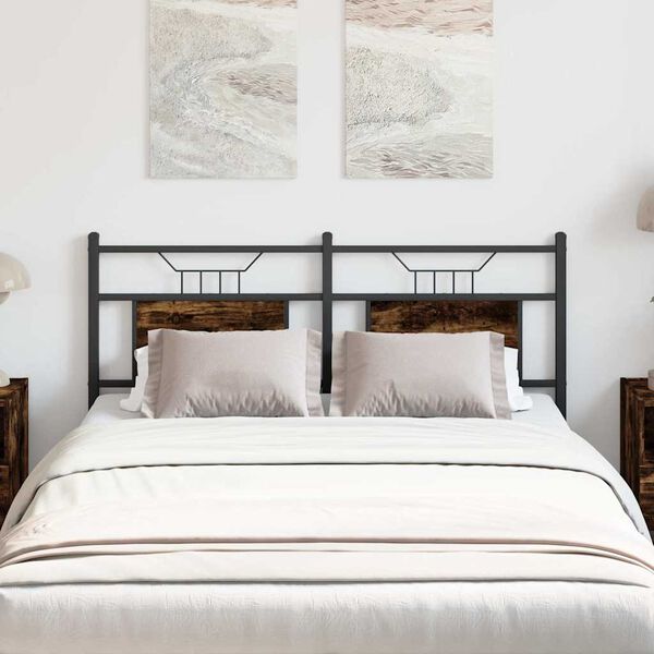 vidaXL Uzglavlje dimljena boja hrasta 137 cm konstruirano drvo i čelik