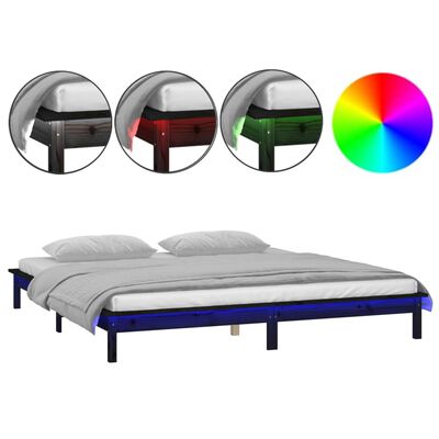 vidaXL LED Okvir za krevet crni 120 x 200 cm od masivnog drva