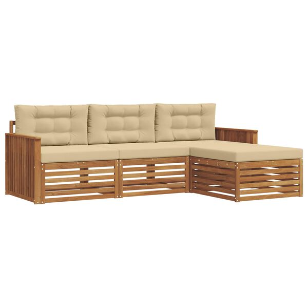vidaXL Set vanjskih sofa s jastukom 4 pcs Prirodna i bež