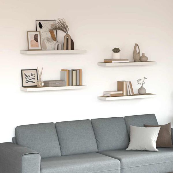 vidaXL Plutajuće zidne police 4 kom hrast i bijele 80x23,5x3,8 cm MDF