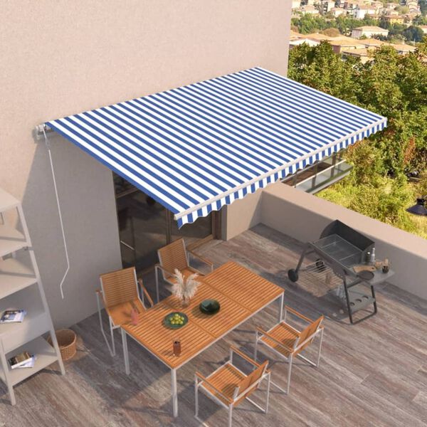 vidaXL Tenda na automatsko uvlačenje 500 x 350 cm plavo-bijela