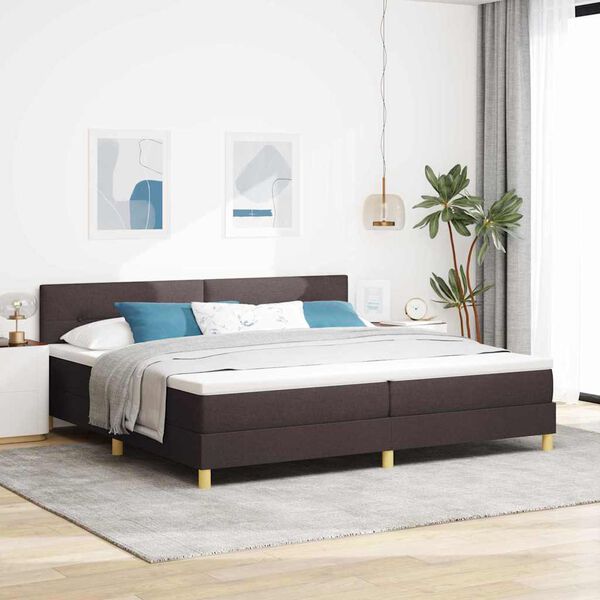 vidaXL Boxspring krevet s madracem Tamno smeđa 200 x 200 cm tkanina