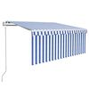 vidaXL Automatska tenda na uvlačenje s roletom 3,5x2,5 m plavo-bijela