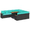 vidaXL 11-dijelni set vrtnih sofa od poliratana s jastucima crni