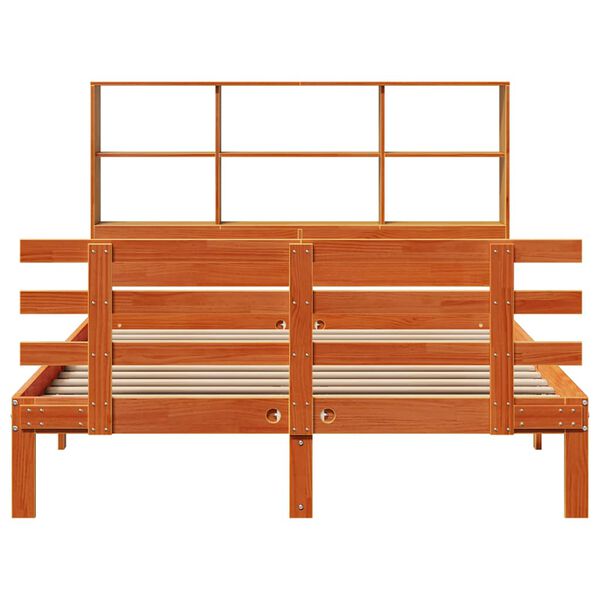 vidaXL Krevet s regalom za knjige bez madraca 150x200 cm od borovine