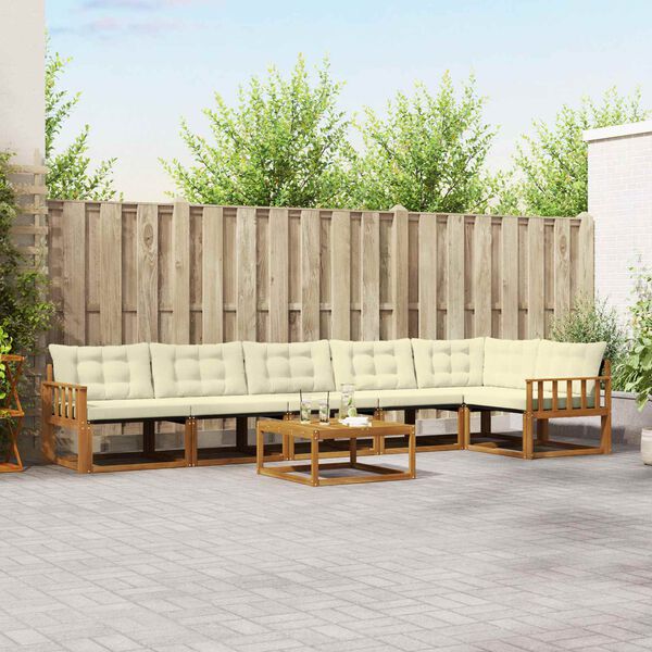 vidaXL Set vanjskih sofa s jastukom 7 pcs Prirodna i krem
